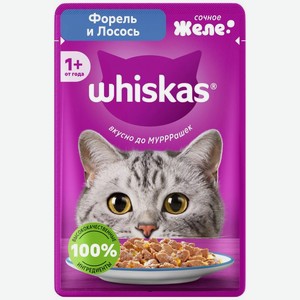 Корм Whiskas Форель и лосось желе для взрослых кошек 75г, 75 г