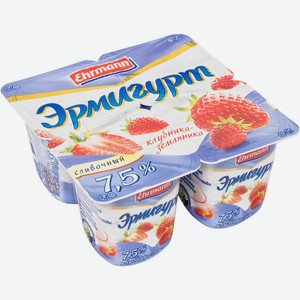 Продукт йогуртный Эрмигурт клубника-земляника 7.5%, 100г