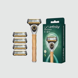 INFINITY Мужская бритва станок +4 сменные кассеты Nano-Blade6, Коричневый