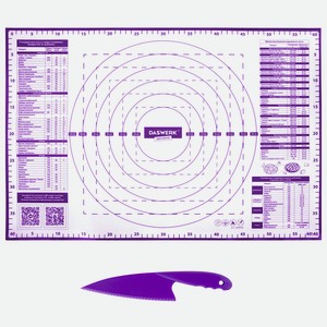 DASWERK Коврик силиконовый для выпечки, Состав набора: коврик, нож для теста.