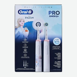BRAUN Набор: Электрическая зубная щетка Oral-B Pro 3 3000 White + Junior Frozen, White