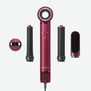 TIMFATO Фен для волос профессиональный стайлер с насадками 5в1, Вишневый