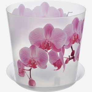 Кашпо IDEA Деко D125мм 1,2л с подставкой Орхидея М3105, Россия