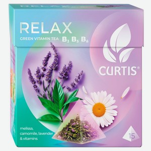 Чай зеленый CURTIS Relax с ромашкой лавандой и мелиссой, 15 пирамидок