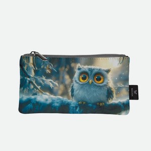 МАХАОН Косметичка женская маленькая кожаная, серый, синий