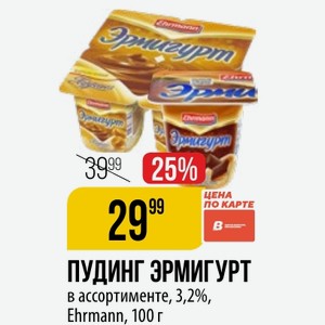 ПУДИНГ ЭРМИГУРТ в ассортименте, 3,2%, Ehrmann, 100 г
