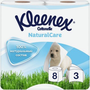 Туалетная бумага Kleenex Cottonelle Natural Care 3 слоя 8шт., 8 шт