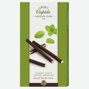 Палочки шоколадные Cupido Хрустящие в темном шоколаде со вкусом мяты Бельгия, 125 г