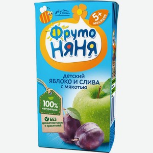 Нектар детский Фрутоняня Яблоко-Слива с мякотью, с 5 месяцев, 200 мл, тетрапак