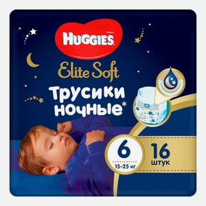 HUGGIES Подгузники трусики Elite Soft ночные 12-25 кг, 16 шт.