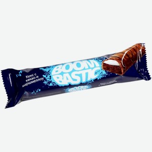 Кекс Boombastic с какао и маршмеллоу покрытый молочным шоколадом и украшенный темным шоколадом, 40г