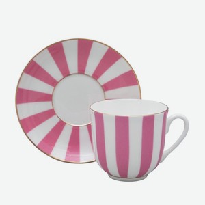 ИМПЕРАТОРСКИЙ ФАРФОРОВЫЙ ЗАВОД Чашка с блюдцем кофейная  Да и Нет , Розовый