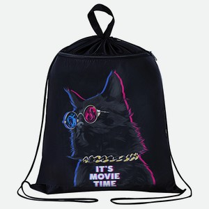 BRAUBERG Мешок для обуви , с петлёй, карман на молнии Movie time, Черный