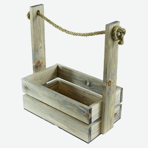 Корзина-ящик декоративный деревянный дуб белый для цветов и подарков, 25,5х15х30 см