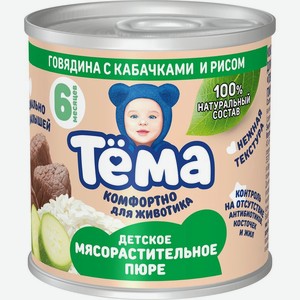 Пюре Тёма мясное из говядины с кабачками и рисом с 6 мес. 90г, 90 г