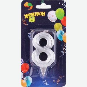Свеча Хамелеон Цифра 8 Грань 1 шт. цвет в ассортименте