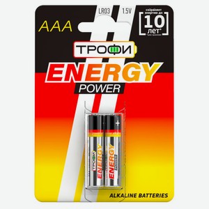 Батарейки «Трофи» LR03-2BL ENERGY POWER Alkaline AAA, 2 шт