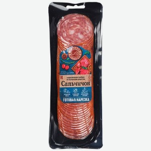 Колбаса Мясная история Сальчичон сырокопченая полусухая нарезка 200г, 200 г