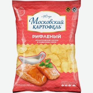 Чипсы Московский картофель рифлёные Атлантического лосось в сливочном соусе, 120г, 120 г