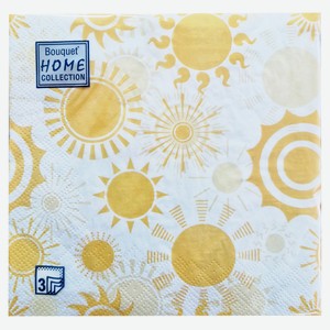 Салфетки бумажные Bouquet Солнышко 3 слоя 33х33 см, 20 л