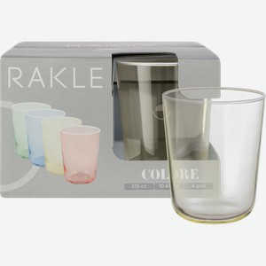 Набор стаканов RAKLE Colore, низкие, цвет желтый, стекло, 315мл, Арт. CLR542, 4шт