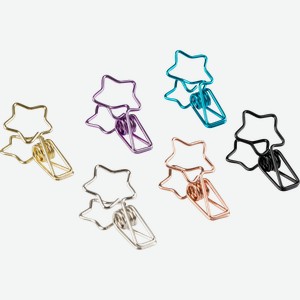 Зажимы для бумаг MESHU Shining Stars 3,3см, в ассортименте, 6шт