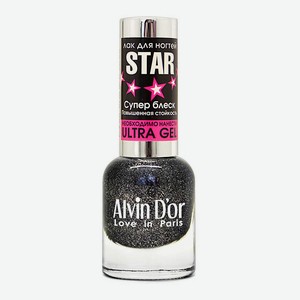 ALVIN D’OR Лак для ногтей STAR Супер Блеск, 27 Черное серебро