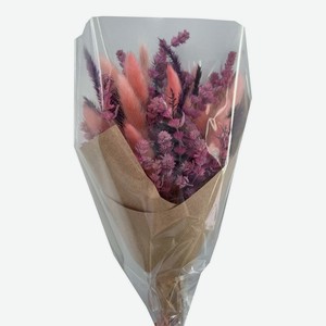 Букет из сухоцветов житняк, лагурус, шандра в крафте, 60 г