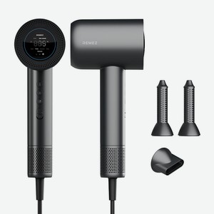 REMEZ Фен-стайлер с персональной настройкой температуры и магнитными насадками Модель S RMB-707, Черный