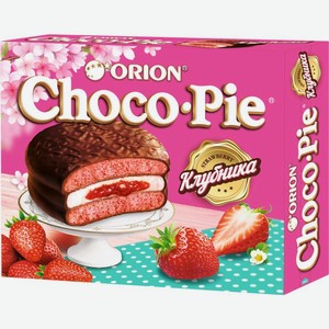 Пирожное Orion Choco Pie Strawberry клубника в глазури 12х30г, 360 г