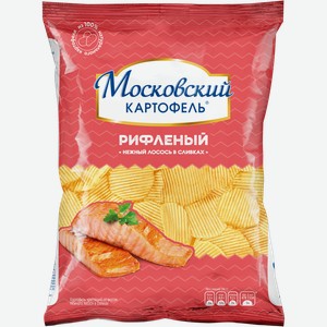 Чипсы картофельные МОСКОВСКИЙ КАРТОФЕЛЬ Рифленые хрустящие со вкусом нежного лосося в сливках, 70г