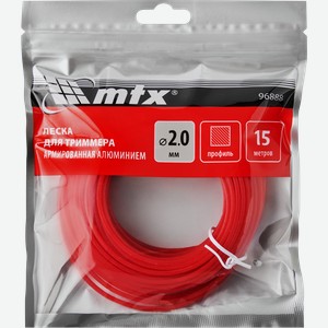 Леска для триммера MTX армированная алюминием квадрат 2ммх15м, Арт. 96888