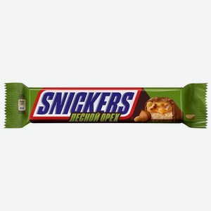 Батончик Snickers Лесной орех шоколадный с арахисом, карамелью, фундуком и нугой 81г, 81 г
