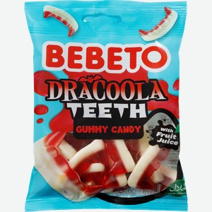Мармелад жевательный BEBETO Dracoola teeth со вкусом клубники и ванили, 80г