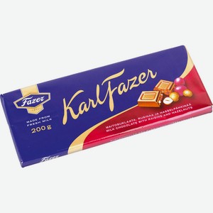 Шоколад молочный Karl Fazer с изюмом и фундуком 180г
