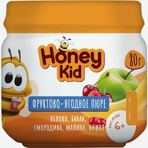 Пюре Honey Kid Фруктово-ягодное ассорти с 6 месяцев 80г, 80 г