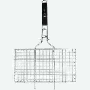 Решетка-гриль PLATINUM CHOICE 22х42(62)х2,5см плоская усиленная со съемной ручкой, нержавеющая сталь со съемной ручкой, Арт. 16120006