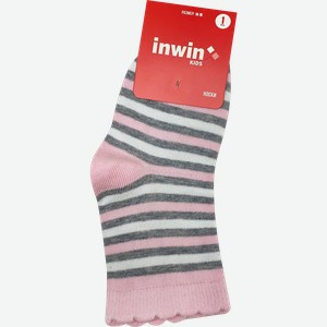 Носки детские INWIN Kids, высокая посадка, в розовую полоску, Арт. FKSG-01-PL