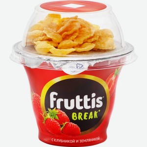Йогурт Fruttis break с клубникой, земляникой и топпером, 175 г