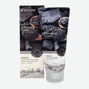 3W CLINIC Пенка для умывания с углем, Charcoal Cleansing Foam, 1 шт.