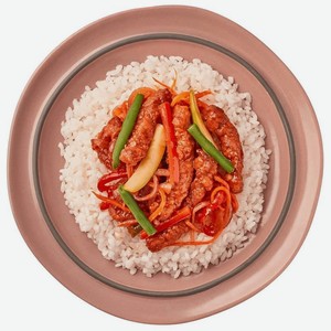 Курица с ананасами в кисло-сладком соусе и рисом Перекрёсток Select 220г, 220 г