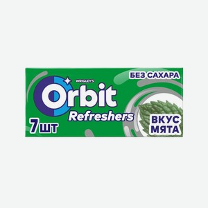 Жевательная резинка Orbit Refreshers мята без сахара 16г, 16 г