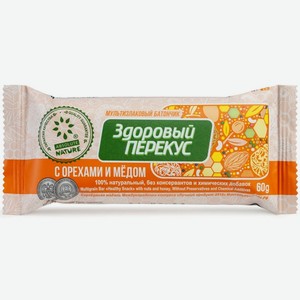 Батончик-мюсли Здоровый Перекус орехи-мёд, 60 г