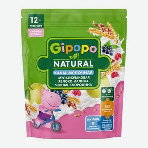Каша детская Gipopo молочная Мультизлаковая Яблоко-малина-черная смородина 200г