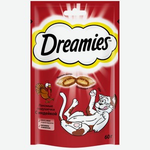 Лакомство DREAMIES для взрослых кошек с добавлением индейки