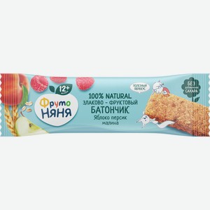 Батончик злаково-фруктовый ФрутоНяня яблоко/персик/малина с