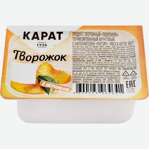 Продукт творожный КАРАТ Творожок терм. фрукт. с наполн. Персик 9% без змж, Россия, 100 г