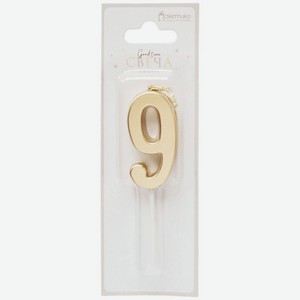 Свеча City Home Trade Цифра 9 металлик Г11 4.5см, 1шт., 1 шт