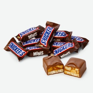Конфеты шоколадные Snickers minis с карамелью арахисом и нугой вес 500 г