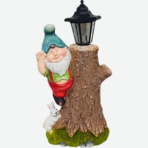 Фигура садовая светящаяся GIARDINO CLUB Гном с пнем 27х19,5х49см, Арт. GD24002
